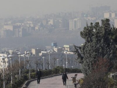 هوای۴ شهر تهران قرمز و یک  شهر در وضعیت بنفش است