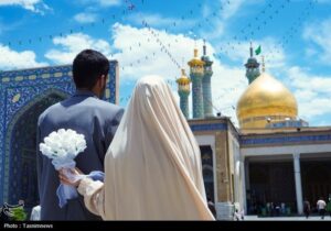 میزبانی اتاق عقد حرم بانوی کرامت از ۹۰ زوج جوان در روز ازدواج + تصاویر