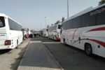 ببینید|صف ۳ کیلومتری اتوبوس‌ها در مرز مهران/ ۹۰۰ اتوبوس به خط شد