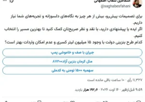آینده بنزین به رأی مردم گذاشته شد؛ فقط ۱۱ هزار نفر شرکت کردند!