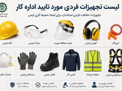 لیست تجهیزات حفاظت فردی مورد تایید اداره کار؛ راهنمای کامل انتخاب تجهیزات حفاظت فردی استان